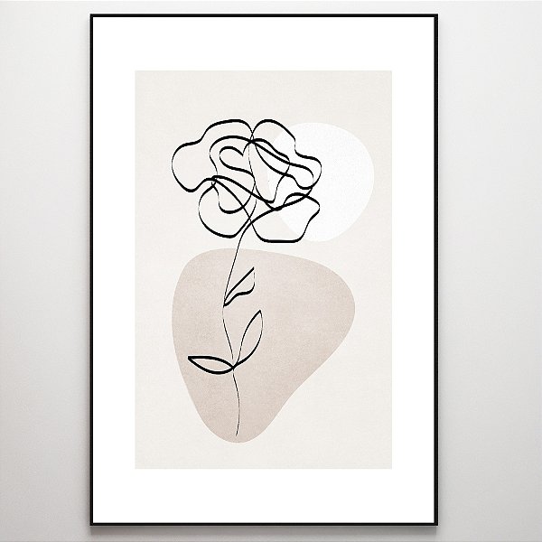 Quadro Decorativo Flor fundo neutro.