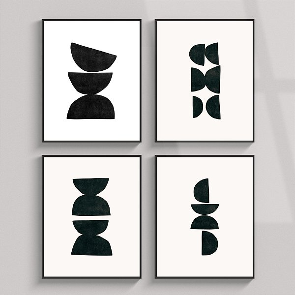Conjunto de 4 quadros decorativos Geométricos.