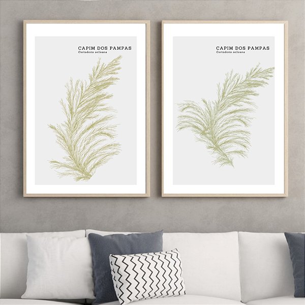 Conjunto de 2 Quadros decorativo Capim dos pampas. Coleção Assinada: Paola Cury