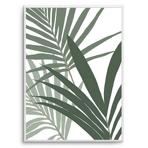 Quadro Decorativo ilustração folhas verdes. Artista: Natalia Dercale.