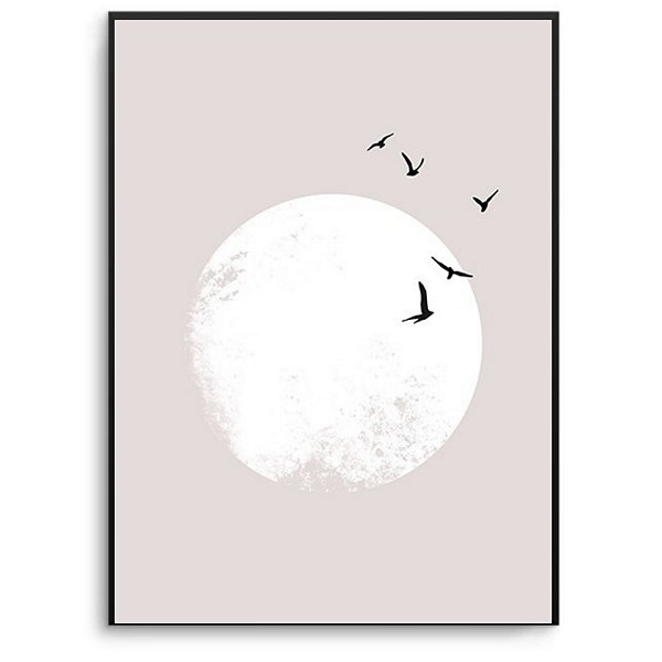 Quadro Decorativo ilustração pássaros. Artista: Natalia Dercale.