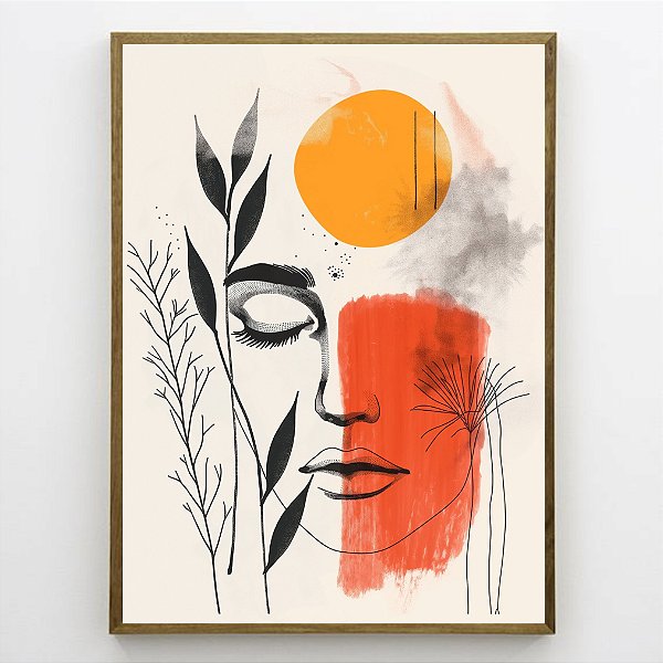 Quadro Decorativo Mulher e folha. Artista: Jonathan Borba