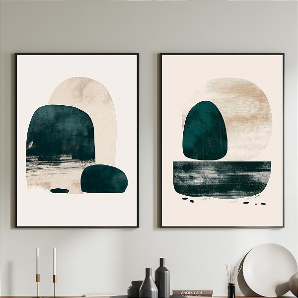 Conjunto de 2 Quadros Decorativos Abstratos. Artista: Jonathan Borba.