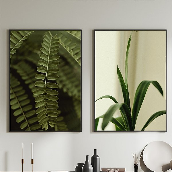 Conjunto de 2 Quadros Decorativos Verdes Sublime.