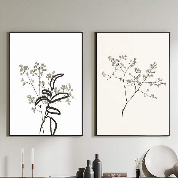 Conjunto de 2 Quadros Decorativos Floral.