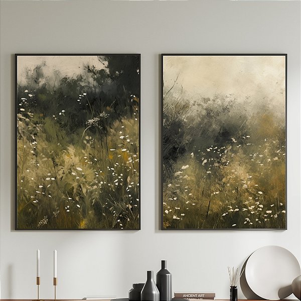 Conjunto de 2 Quadros Decorativos Floral.