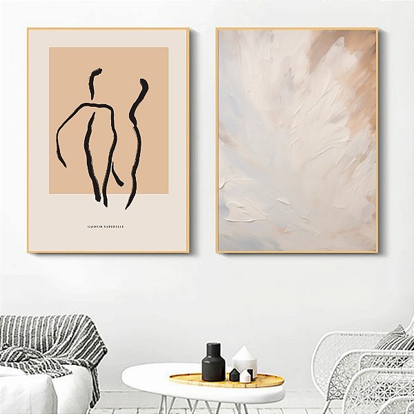 Conjunto de 2 Quadros Decorativos Abstrato e textura.