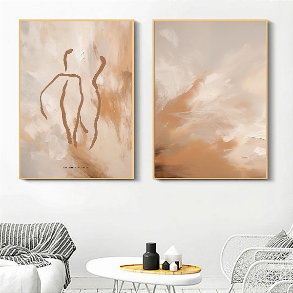 Conjunto de 2 Quadros Decorativos Abstrato e textura.