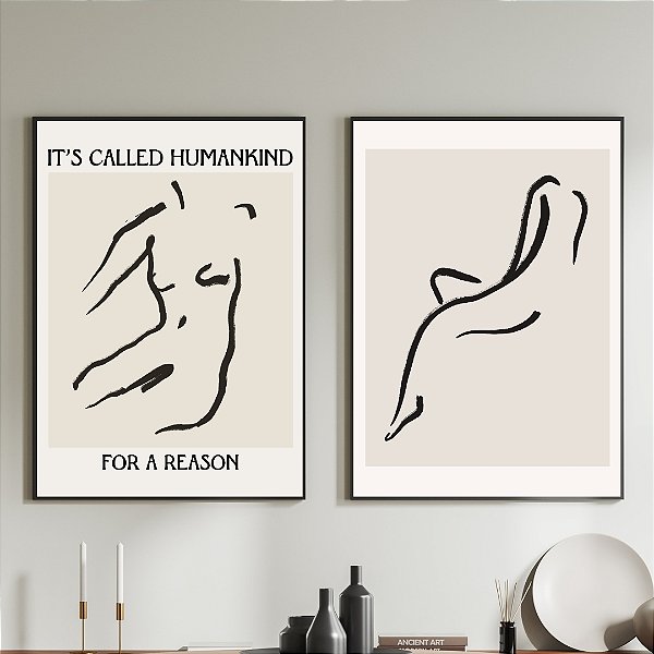 Conjunto de 2 Quadros Decorativos Figurativo.