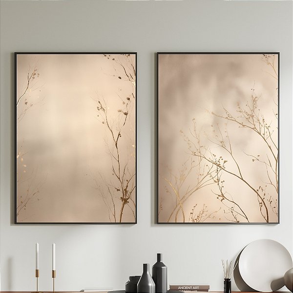 Conjunto de 2 Quadros Decorativos Floral.