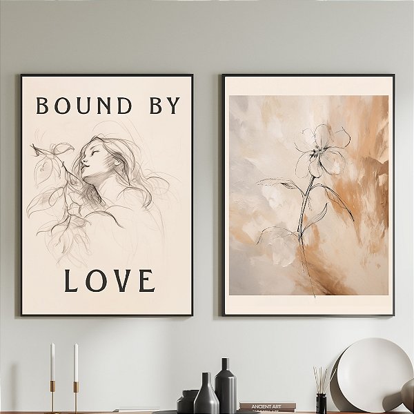 Conjunto de 2 Quadros Decorativos Figurativo Terroso.