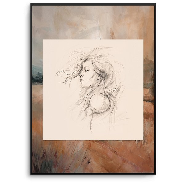 Quadro Decorativo Mulher Abstrato Terroso.