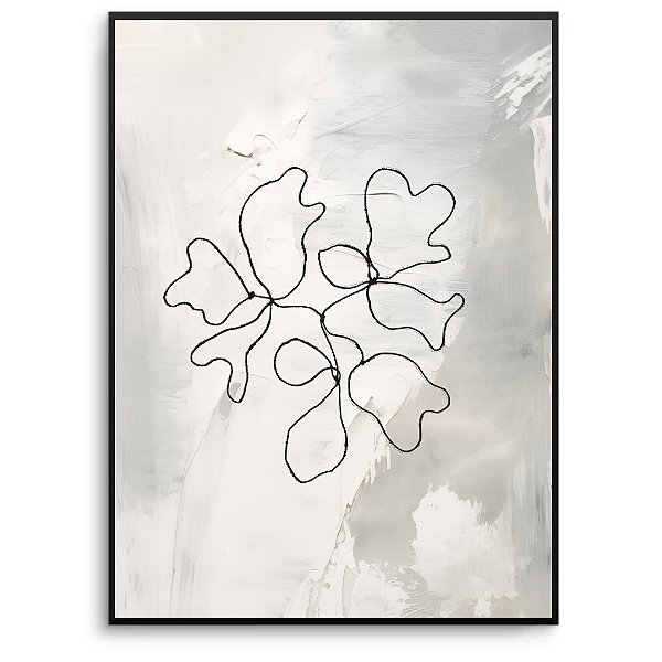 Quadro Decorativo Flor Abstrato Cinza.
