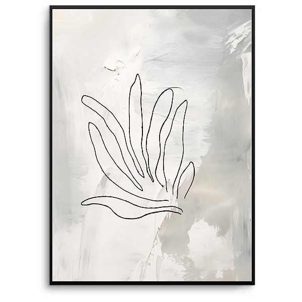 Quadro Decorativo Flor Abstrato Cinza.