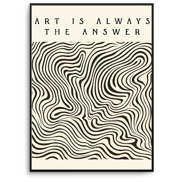 Quadro Decorativo Abstrato frase e linhas pretas.