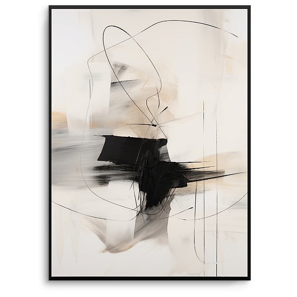 Quadro Decorativo Abstrato Detalhes preto.