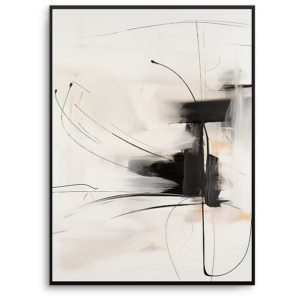 Quadro Decorativo Abstrato Detalhes preto.