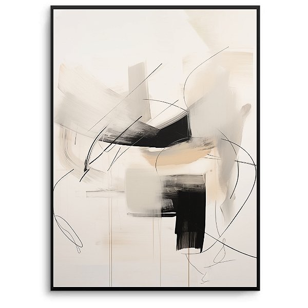 Quadro Decorativo Abstrato Detalhes preto.
