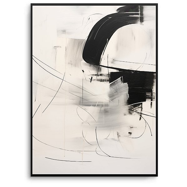 Quadro Decorativo Abstrato Detalhes preto.