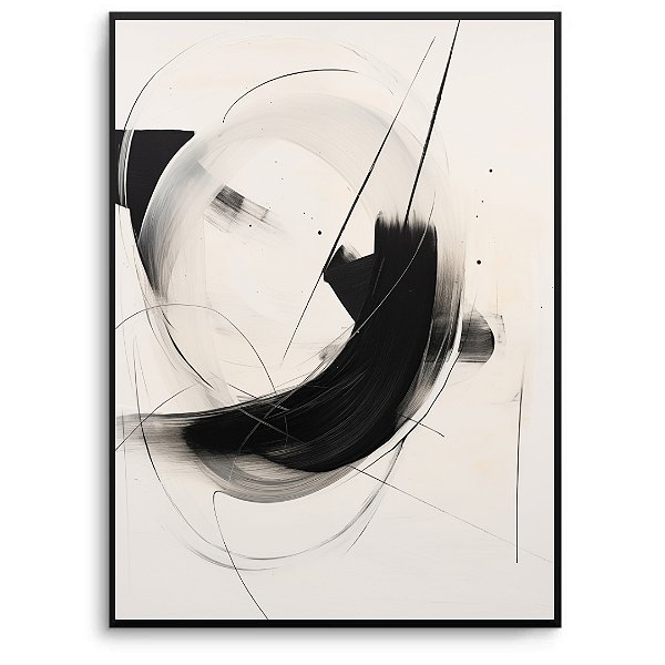 Quadro Decorativo Abstrato Detalhes preto.