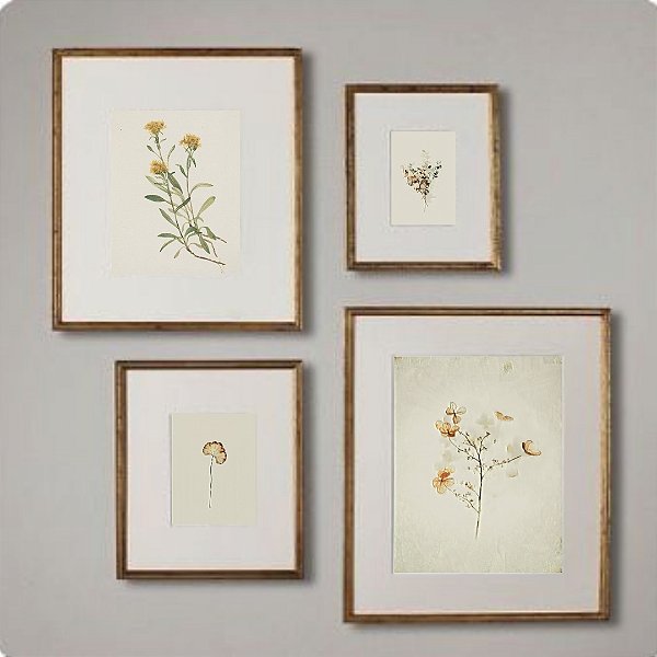 Composição com 4 quadros decorativos Vintage.