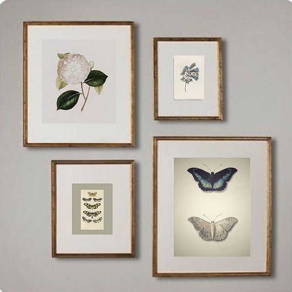 Composição com 4 quadros decorativos Vintage.