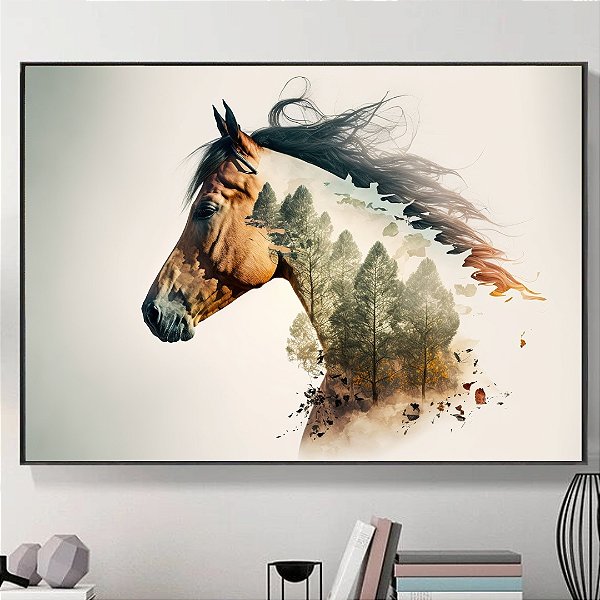 Quadro Decorativo Cavalo e Natureza.