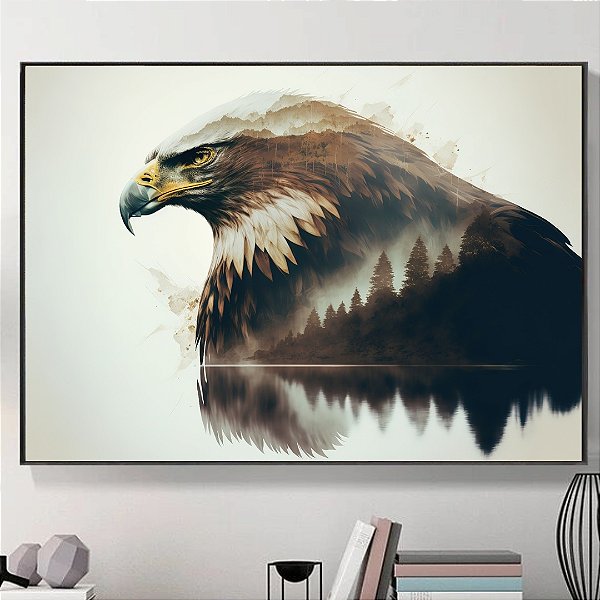 Quadro Decorativo Aguia e natureza.