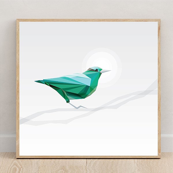 Quadro decorativo Pássaro verde.