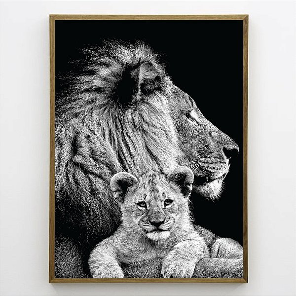 Quadro Decorativo Leão e filhote.