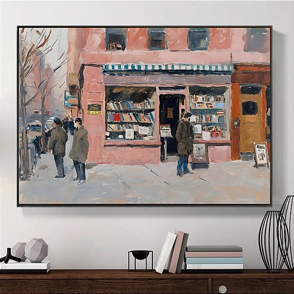 Quadro Decorativo Livraria na cidade.