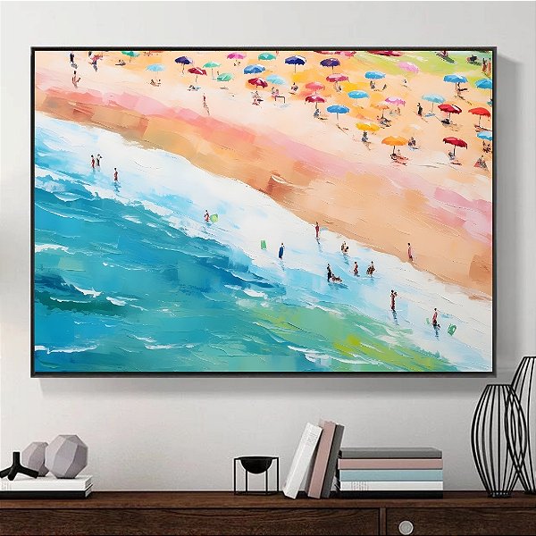 Quadro Decorativo Desenho Praia no verão.