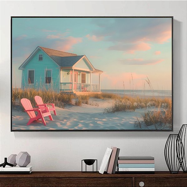 Quadro Decorativo Desenho casa de praia.