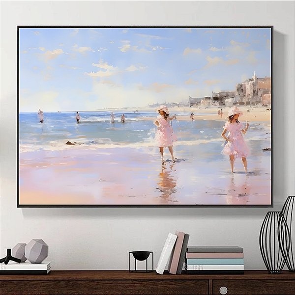 Quadro Decorativo Praia detalhes Pink.