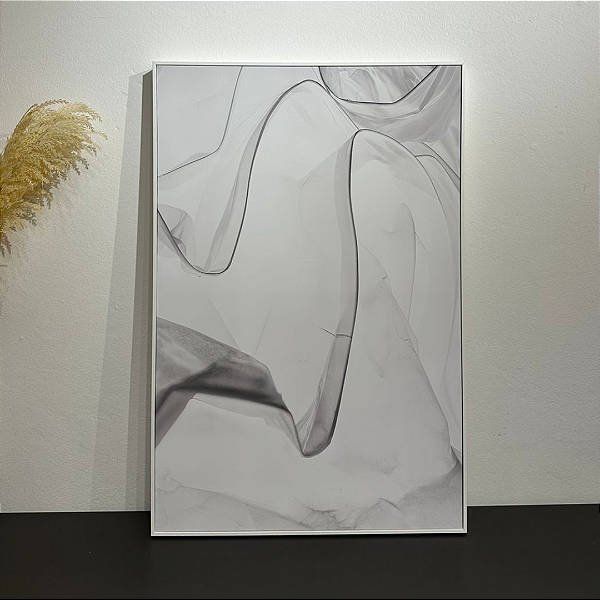 Quadro decorativo Abstrato Medida 60x90cm Canvas com moldura filete branca.