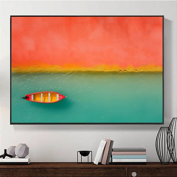 Quadro Decorativo Barco paisagem.