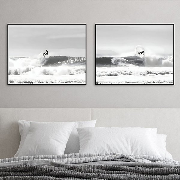 Conjunto com 2 quadros Mar e Surf.