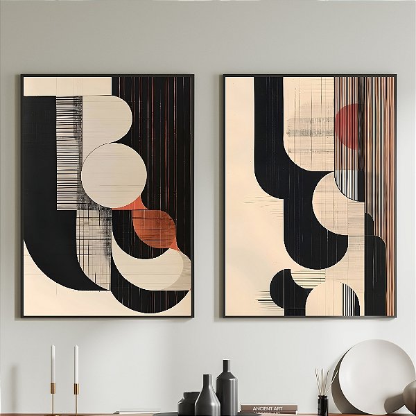Conjunto de 2 quadros Geométricos Escuros.
