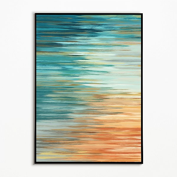 Quadro Decorativo Abstrato Azul e laranja. Coleção: Juliana Bambini