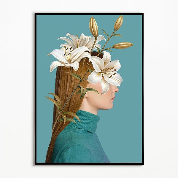 Quadro Decorativo Mulher Floral. Coleção: Juliana Bambini