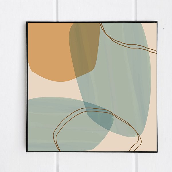 Quadro Decorativo Geométricos Azul e laranja. Coleção: Juliana Bambini