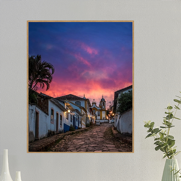 Minas Gerais - Quadro Decorativo Cidade céu final de tarde. Coleção Assinada: Giovanna Gogosz