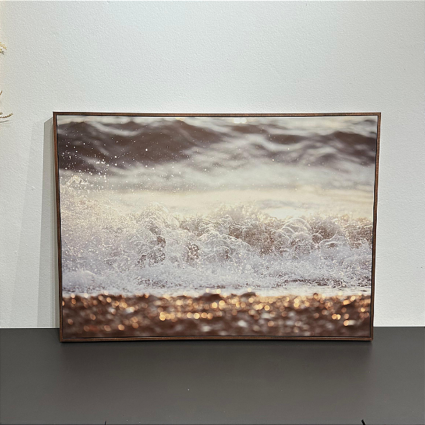 Quadro decorativo Areia e mar. Medida 54x76cm cada Canvas com moldura filete cobre.