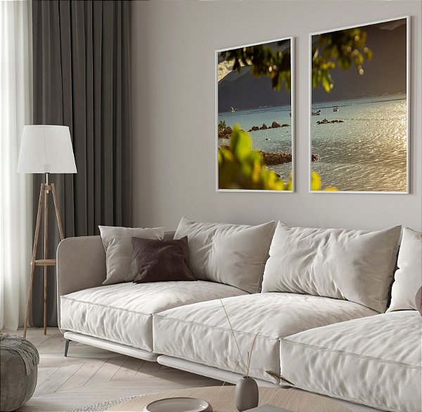 Florianópolis - Conjunto de 2 Quadros Decorativos Paisagem Natureza e Mar. Coleção Assinada: Giovanna Gogosz