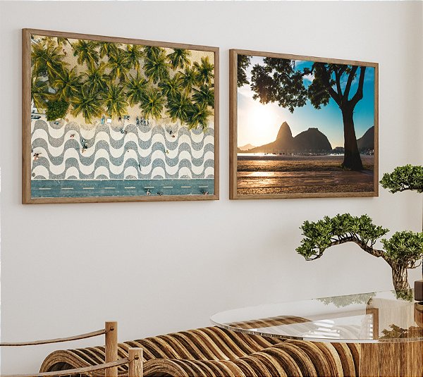 Rio de Janeiro - Conjunto de 2 Quadros Decorativos Copacabana. Coleção Assinada: Giovanna Gogosz