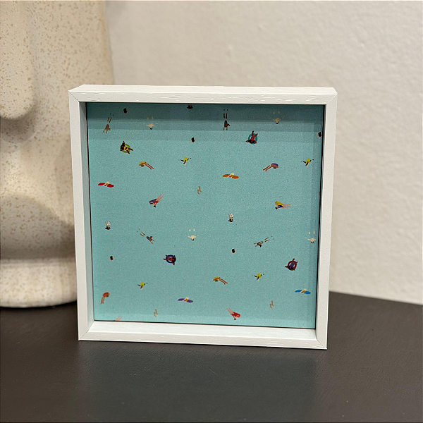 Quadro decorativo Azuleijo personalizado. Medida 17x17cm moldura filete madeira branca.