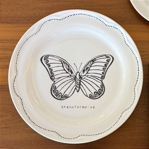 Prato Decorativo Pintado à mão pelo Estudio Germer- Borboleta G