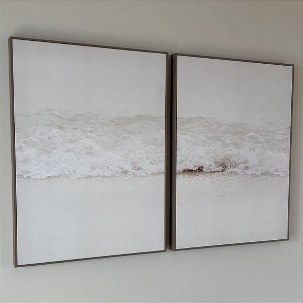 Conjunto com 2 quadros Mar Claro- medida 60x80cm cada. Impresso em Canvas com moldura filete Nude