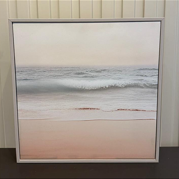 Quadro Decorativo Mar - 30x30m impressão em canvas fineart com moldura filete nude.