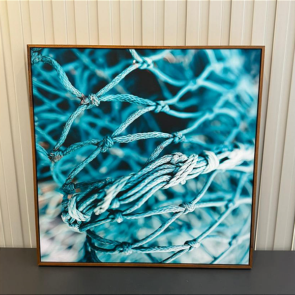 Quadro decorativo pesca. Medida 40x40cm Canvas com moldura filete freijó.